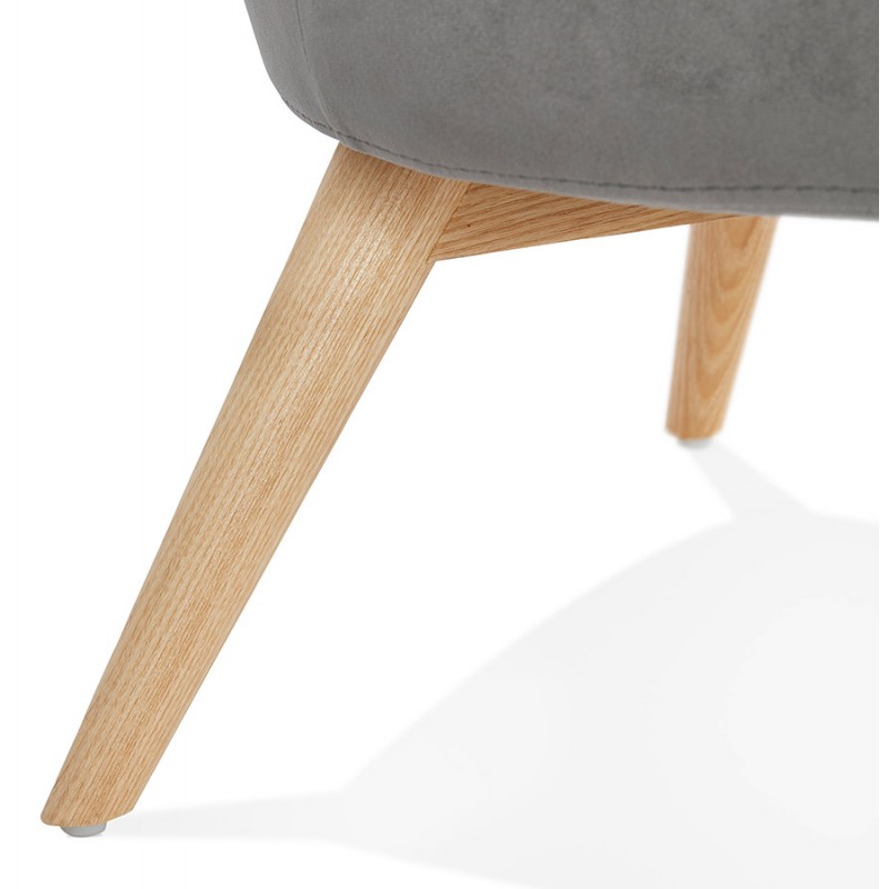YASUO design chair in natural-coloured wooden footvelvet (grey) - image 43614