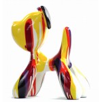 Set de 2 statues sculptures décoratives design COUPLE DE CHIENS en résine H29 cm (Multicolore)
