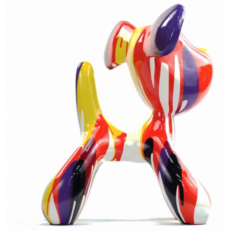 Set of 2 statues decorative sculptures design COUPLE OF CHIENS in resin H29 cm (Multicolored) - image 43746