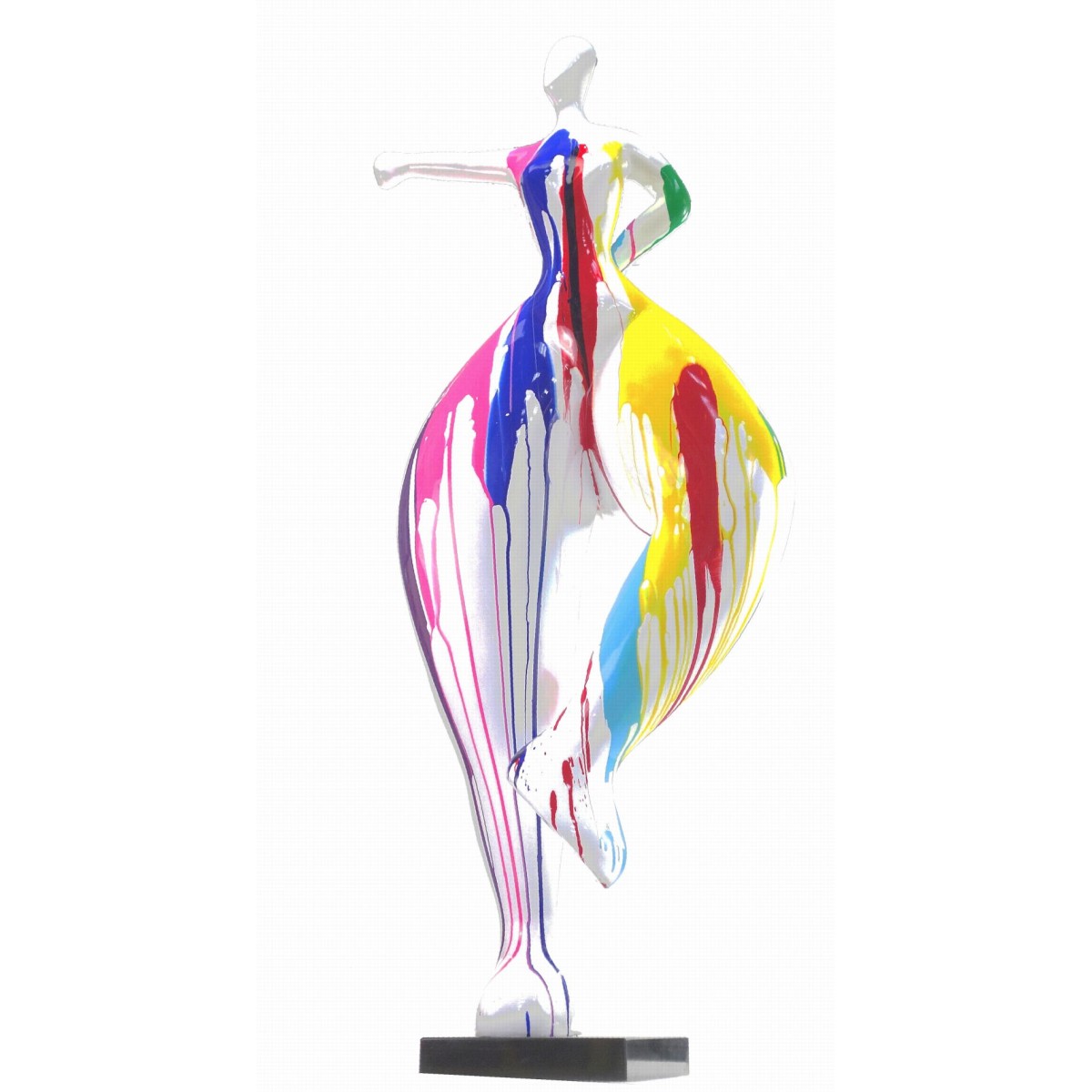 Statue sculpture décorative design FEMME EXOTIQUE DEBOUT en résine H66 cm  (Multicolore)