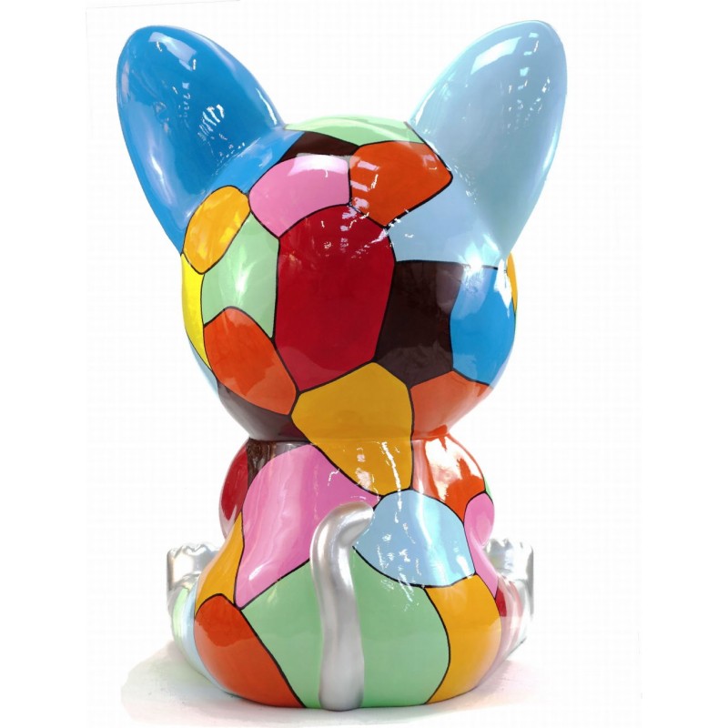 Statue sculpture décorative design CHAT ASSIS POP ART en résine H100 cm (Multicolore) - image 43771