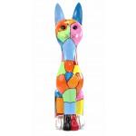 Statue sculpture décorative design CHAT DEBOUT POP ART en résine H100 cm (Multicolore)