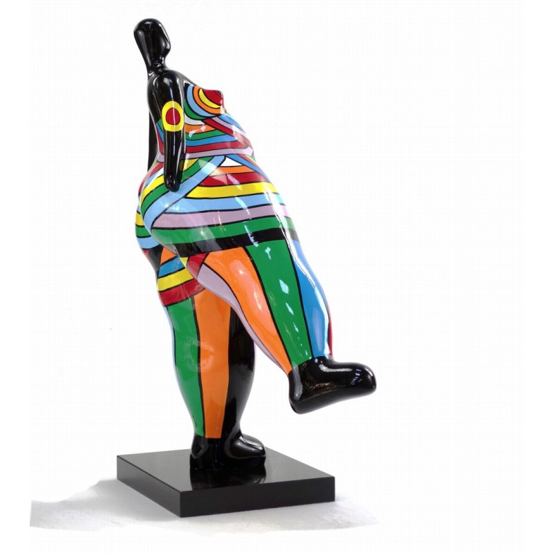 Statue decorative sculpture design WOMAN JAMBE LEVEE in resin H80 cm (Multicolored) - image 43794