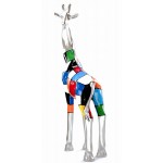 Statue sculpture décorative design GIRAFE en résine H162cm (Multicolore)