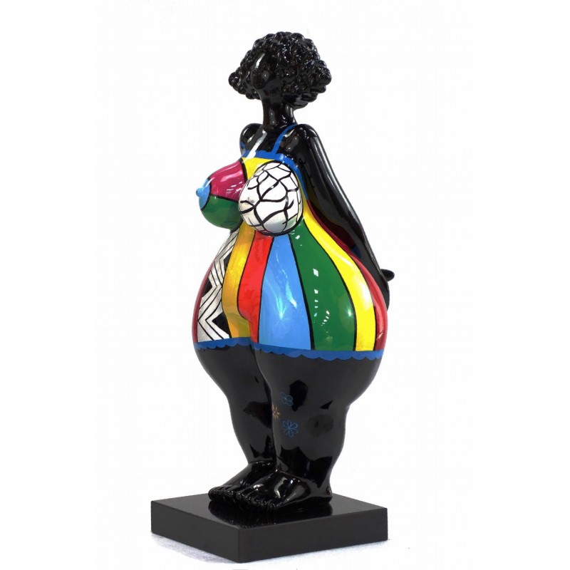 Escultórica escintiva decorativa de la estatua WOMAN EXOTIC DEBOUT en resina H66 cm (Multicolor) - image 43808