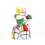 Perro de estatua Arlequín globo diseño decorativo la escultura en resina H35 (multicolor)