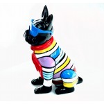 Perro de escultura decorativa de diseño estatuilla sentado H36 en resina (multicolor)