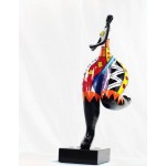 Set de 3 statues sculptures décoratives design FEMME RUMBA en résine H51 (multicolore)