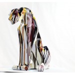 Statuette sculpture décorative design PANTHERE SAVANE en résine H100 (multicolore)