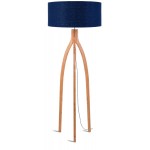Bamboo standing lamp and annaPURNA eco-friendly linen lampshade (natural, blue jeans)