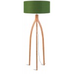 Bamboo standing lamp and annaPURNA eco-friendly linen lampshade (natural, dark green)