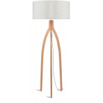 Lampada in legno in piedi e paralume di lino eco-friendly annaPURNA (lino naturale e leggero)