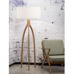 Lámpara de pie de bambú y pantalla de lino ecológica annaPURNA (natural, blanca)