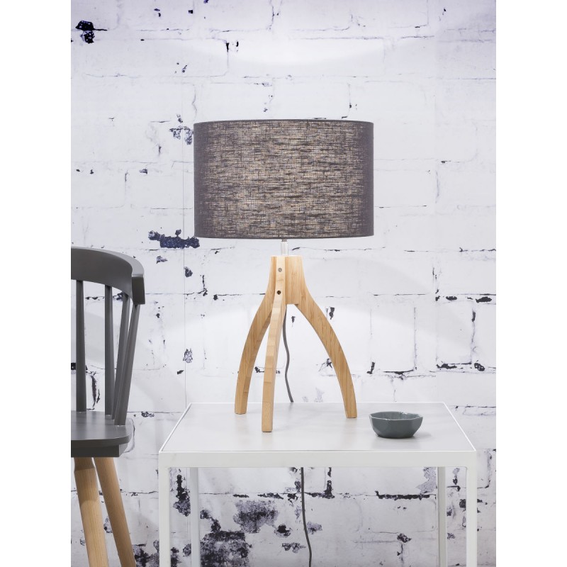 Lampada da tavolo Bamboo e lampada di lino eco-friendly annaPURNA (naturale, grigio scuro) - image 44523