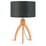Lampada da tavolo Bamboo e lampada di lino eco-friendly annaPURNA (naturale, grigio scuro)