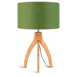 Lampe de table en bambou et abat-jour lin écologique ANNAPURNA (naturel, vert foncé)