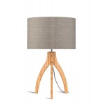 Bamboo table lamp and annaPURNA eco-friendly linen lamp (natural, dark linen)