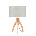 Bamboo table lamp and annaPURNA eco-friendly linen lamp (natural, light linen)