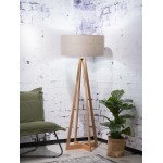 Lámpara de pie de bambú EverEST y pantalla de lino ecológico (natural, lino oscuro)
