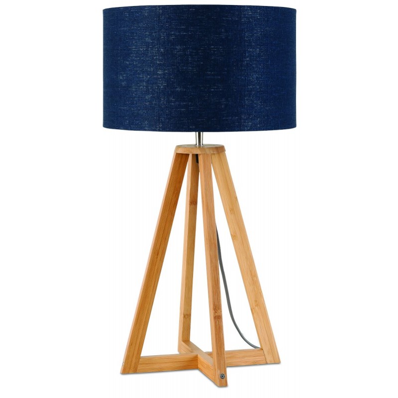 Lampada da tavolo Bamboo e paralume in lino sempre più ecologico (natural, blue jeans) - image 44591