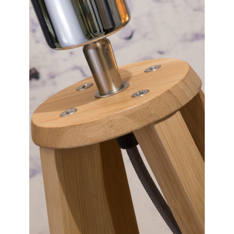 Lámpara de mesa de bambú y lámpara de lino ecológica cada vez más respetuosa (natural, gris oscuro) - image 44599
