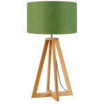 Bamboo table lamp and everEST eco-friendly linen lamp (natural, dark green)