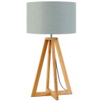 Lámpara de mesa de bambú y lámpara de lino ecológica EVEREST (natural, gris claro)