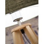 Lampe de table en bambou et abat-jour lin écologique EVEREST (naturel, gris clair)