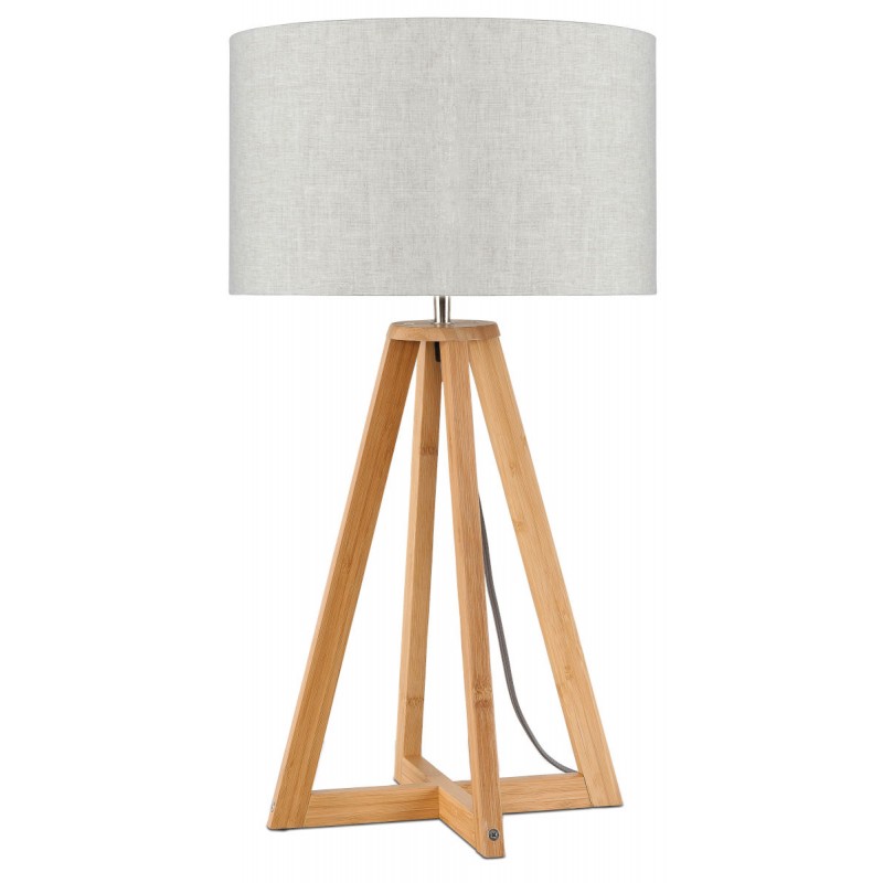 Lampe de table en bambou et abat-jour lin écologique EVEREST (naturel, lin clair)