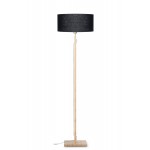 Bambus Stehlampe und FUJI umweltfreundliche Leinen Lampenschirm (natürlich, schwarz)