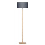 Fuji bamboo standing lamp and eco-friendly linen lampshade (natural, dark grey)