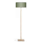 Lámpara de pie de bambú y pantalla de lino ecológica FUJI (natural, verde oscuro)