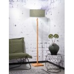 Bamboo standing lamp and FUJI eco-friendly linen lampshade (natural, dark green)
