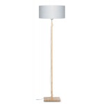 Lámpara de pie de bambú y pantalla de lino ecológica FUJI (natural, gris claro)