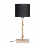 Lámpara de mesa de bambú y pantalla de lino ecológica FUJI (natural, negro)