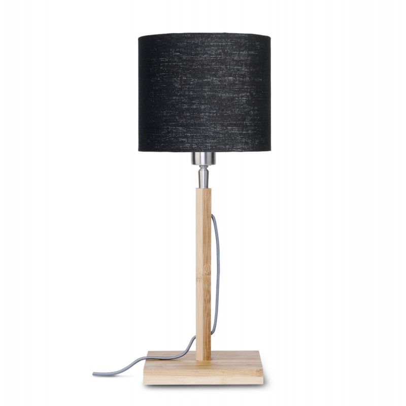 Lámpara de mesa de bambú y pantalla de lino ecológica FUJI (natural, negro) - image 44666