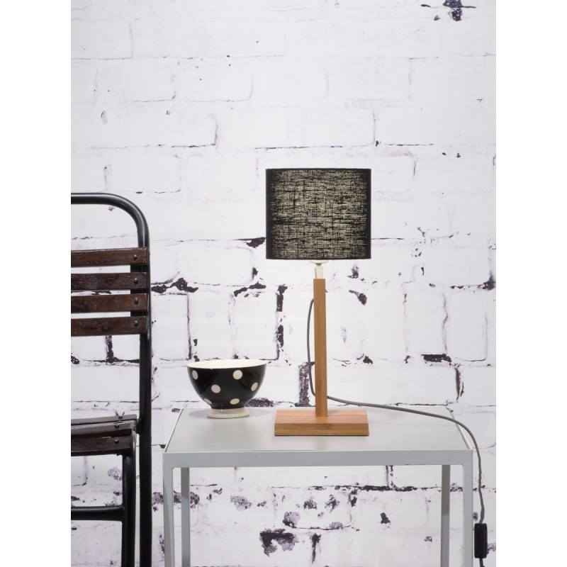 Lámpara de mesa de bambú y pantalla de lino ecológica FUJI (natural, negro) - image 44667