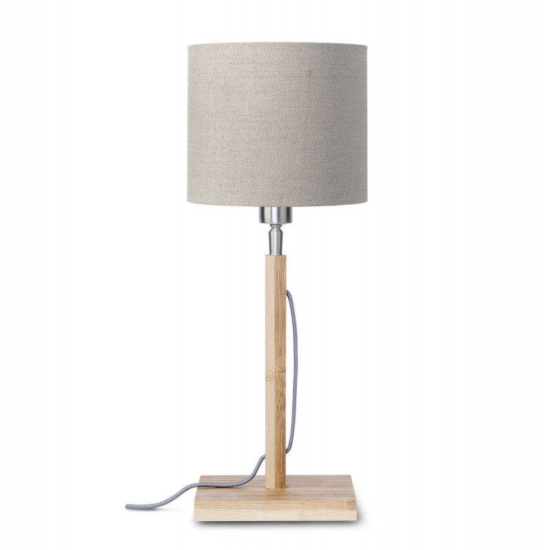 Lámpara de mesa de bambú y lámpara de lino ecológica FUJI (natural, lino oscuro) - image 44682
