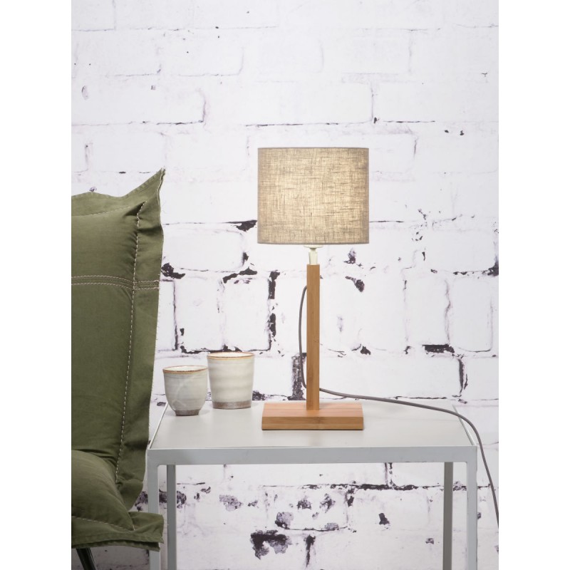 Bamboo table lamp and FUJI eco-friendly linen lamp (natural, dark linen) - image 44683