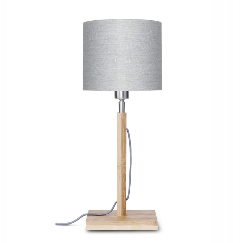 Lámpara de mesa de bambú y pantalla de lino ecológica FUJI (natural, gris claro) - image 44686