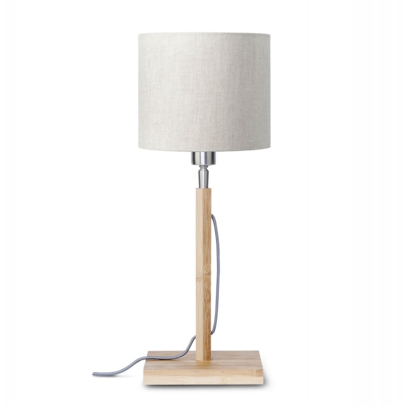 Lámpara de mesa de bambú y pantalla de lino ecológica FUJI (natural, lino ligero) - image 44690