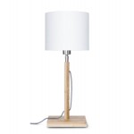 Bamboo table lamp and FUJI eco-friendly linen lampshade (natural, white)