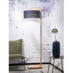 Bamboo standing lamp and himalaya ecological linen lampshade (natural, blue jeans)