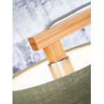 Lámpara de mesa de bambú y pantalla de lino ecológico himalaya (jeans naturales y azules)