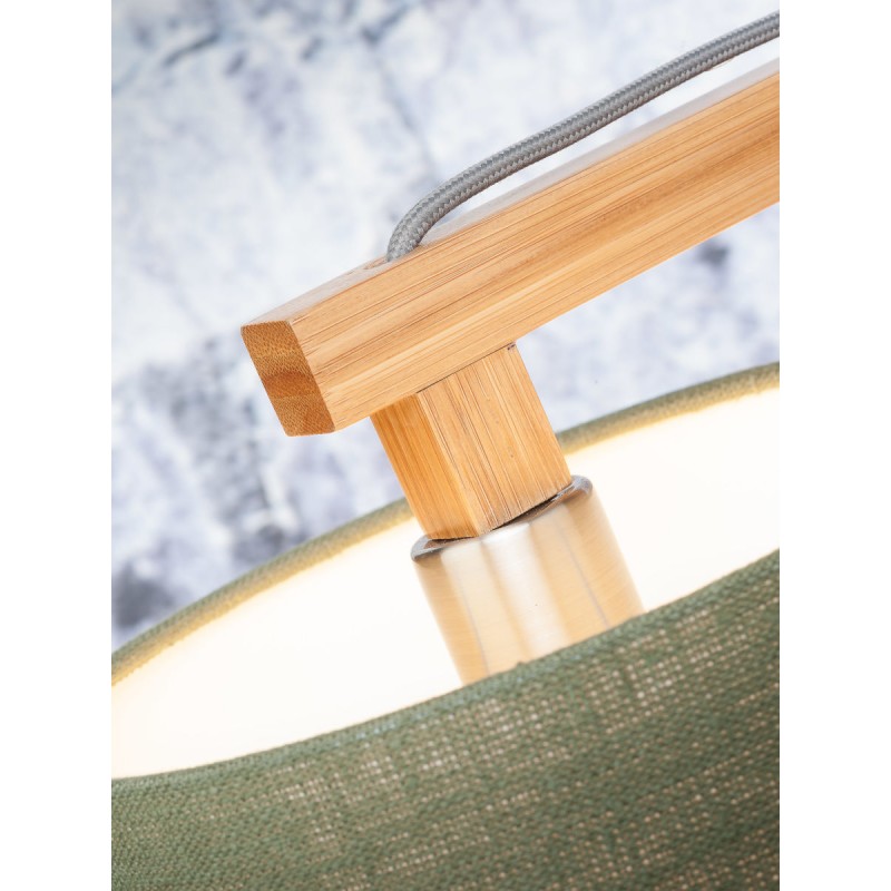 Lampe de table en bambou et abat-jour lin écologique HIMALAYA (naturel, bleu jeans) - image 44763