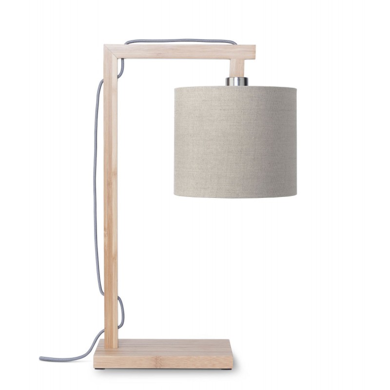 Bamboo table lamp and himalaya ecological linen lamp (natural, dark linen) - image 44774