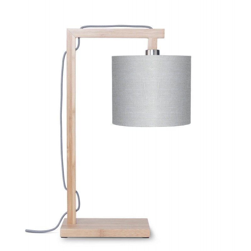 Lámpara de mesa de bambú y lámpara de lino ecológico himalaya (natural, gris claro) - image 44779