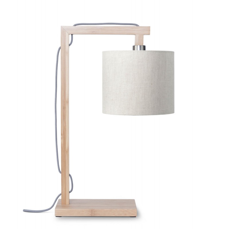 Lámpara de mesa de bambú y lámpara de lino ecológico himalaya (natural, lino claro) - image 44784