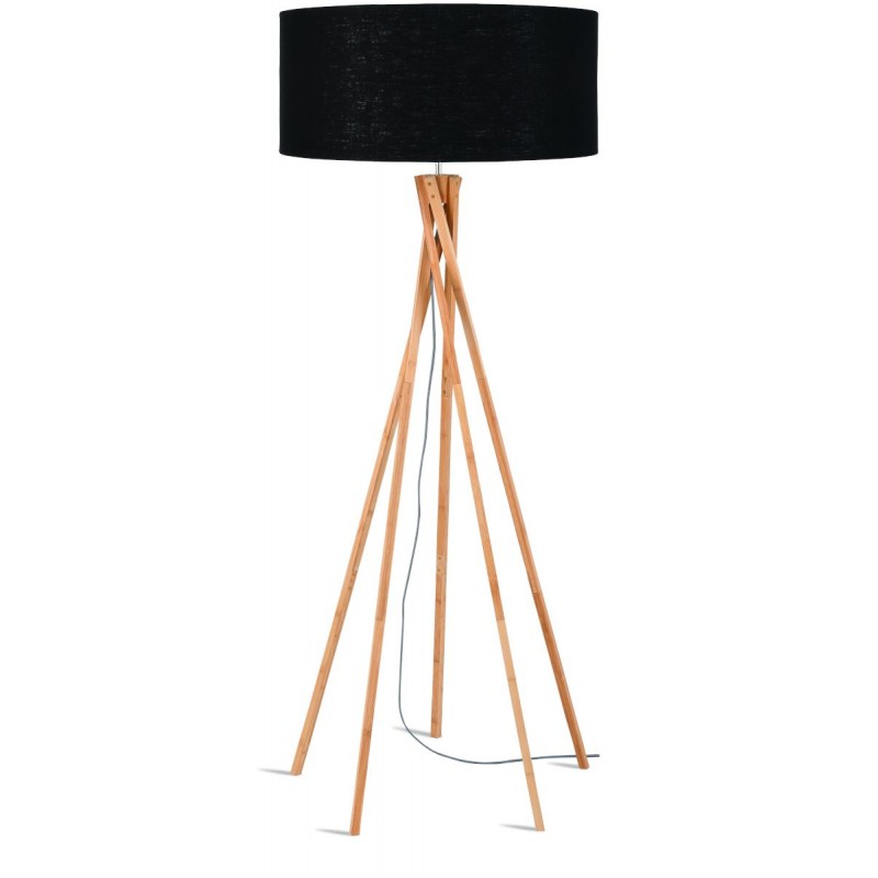 Bamboo standing lamp and KILIMANJARO eco-friendly linen lampshade (natural, black) - image 44794