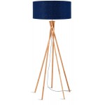 Lámpara de pie de bambú y pantalla de lino ecológica KILIMANJARO (jeans naturales y azules)